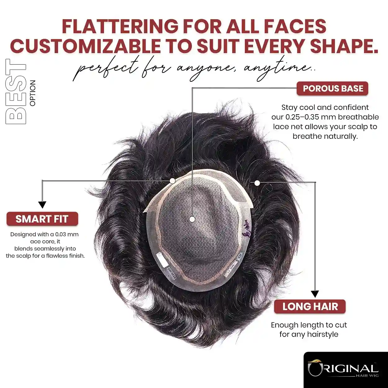 Front Lace Hair Patch Single Net Front Natural Hairline Undetectable Look